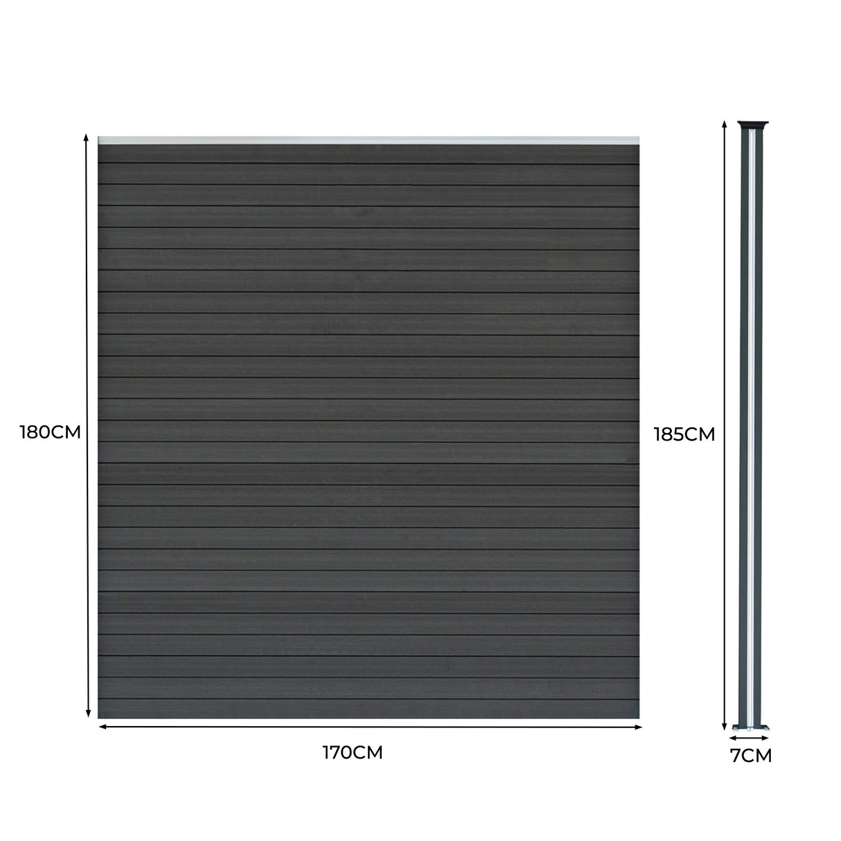 Composiet Schutting Paneel x 10 & LED Palen x 11 - Grijs