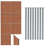 Composiet Schutting Paneel x 7, Schuin Paneel & LED Palen x 8 - Bruin
