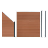 Composiet Schutting Paneel, Schuin Paneel & 2 x LED Palen - Bruin
