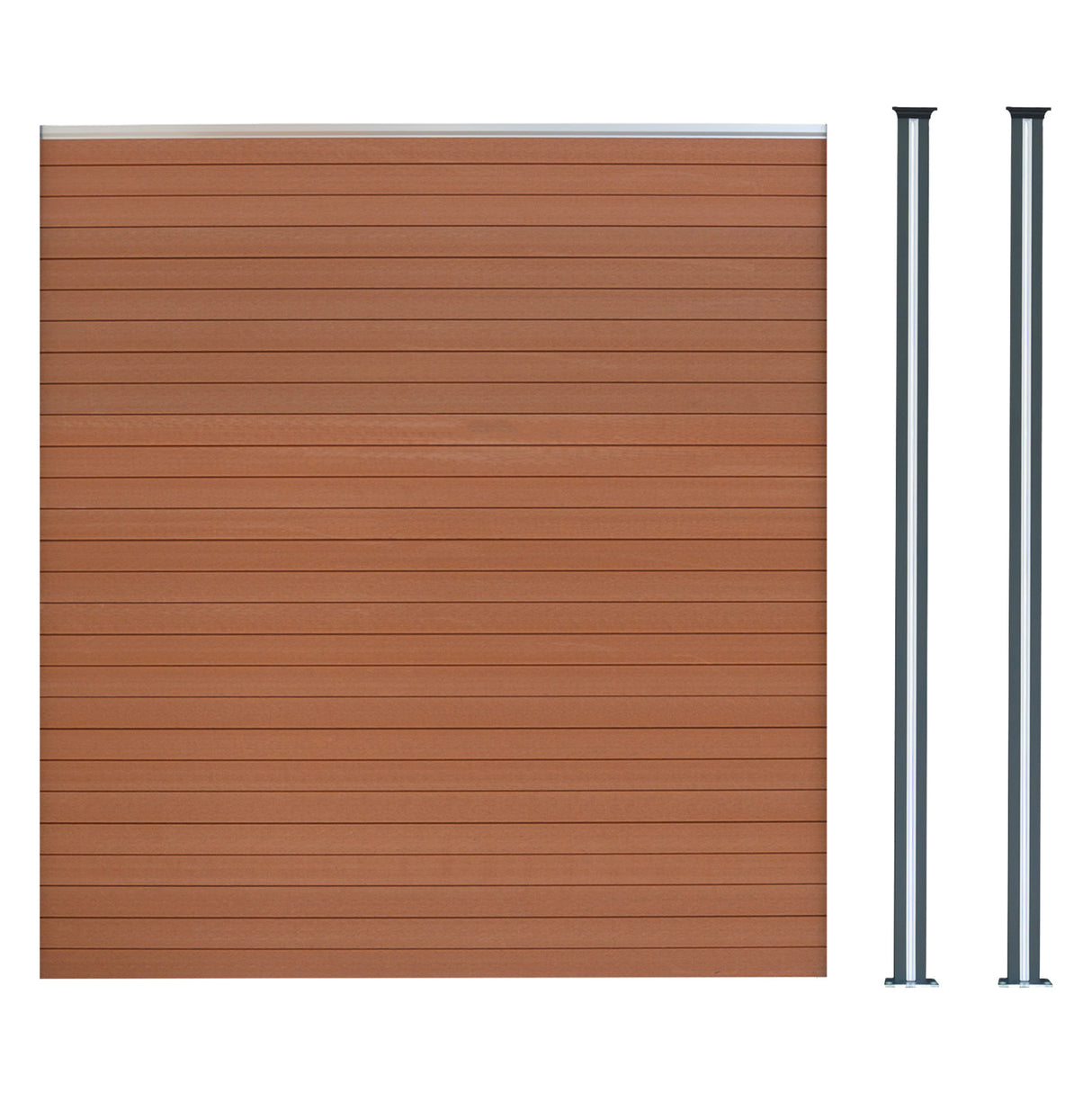 Composiet Schutting Paneel & 2 x LED Palen - Bruin