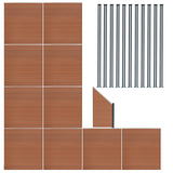 Composiet Schutting Paneel x 10, Schuin Paneel & LED Palen x 11 - Bruin