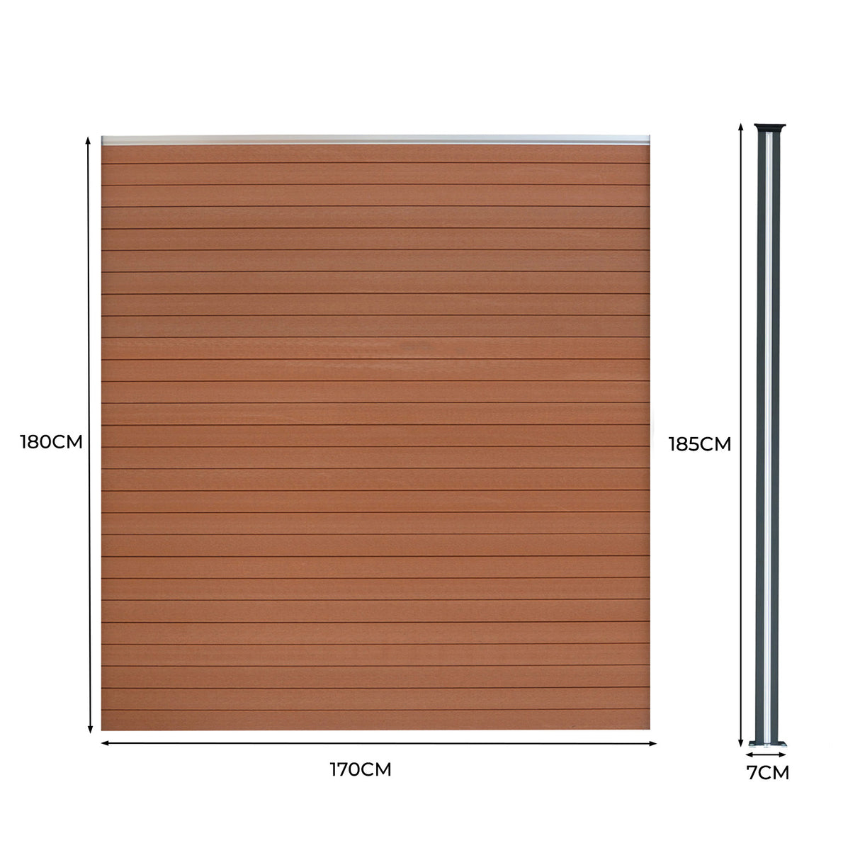 Composiet Schutting Paneel & 2 x LED Palen - Bruin