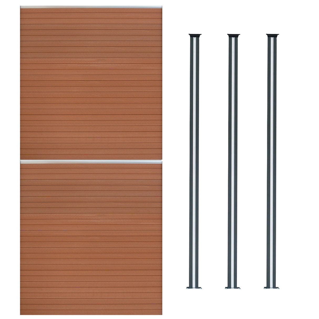 Composiet Schutting Paneel x 2 & LED Palen x 3 - Bruin