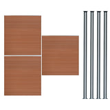 Composiet Schutting Paneel x 3 & LED Palen x 4 - Bruin