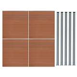 Composiet Schutting Paneel x 4 & LED Palen x 5 - Bruin