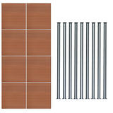 Composiet Schutting Paneel x 8 & LED Palen x 9 - Bruin