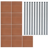 Composiet Schutting Paneel x 9 & LED Palen x 10  - Bruin