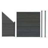 Composiet Schutting Paneel, Schuin Paneel & 2 x LED Palen - Grijs
