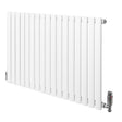 Ovale witte design radiator met één kolom, 600 mm x 1020 mm, inclusief haakse thermostaatkraan en strakke, moderne lijnen
