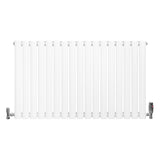 Ovale witte designradiator met één kolom, 600 mm x 1020 mm, inclusief haakse thermostaatkraan aan de rechterzijde