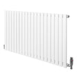 Ovale design radiator in wit, 600 mm x 1200 mm, met een kolom en haakse thermostaatkraan voor moderne ruimtes