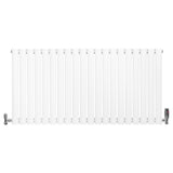 Ovale witte designradiator met één kolom, 600 mm x 1200 mm, inclusief haakse thermostaatkraan aan de rechterzijde