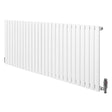 Ovale design radiator in wit met één kolom, 600 mm x 1620 mm, inclusief haakse thermostaatkraan aan de rechterzijde