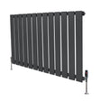 Designradiator met vlakke panelen in antracietgrijs, 1 kolom, 600 x 910mm, inclusief haakse thermostaatkraan en metalen poten