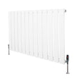 Witte design radiator met vlakke panelen, 1 kolom, 600 x 910mm, inclusief haakse thermostaatkraan aan de onderzijde