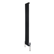 Zwarte design radiator met vlakke panelen, 1 kolom, afmetingen 1600 x 280mm, inclusief haakse thermostaatkraan