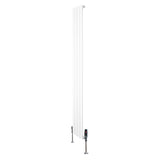 Witte design radiator met vlakke panelen, 1 kolom, 1800 x 280mm, inclusief haakse thermostaatkraan voor moderne interieurs