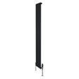 Zwart designradiator met vlakke panelen, 1 kolom, 1800 x 280mm, inclusief haakse thermostaatkraan voor moderne interieurs