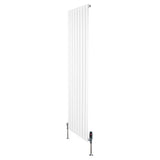 Witte design radiator met vlakke panelen, 1 kolom, 1800 x 560mm, inclusief haakse thermostaatkraan voor moderne interieurs
