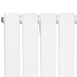 Witte design radiator met vlakke panelen en een kolom, afmetingen 1800 x 560mm, inclusief haakse thermostaatkraan