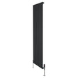 Zwarte design radiator met vlakke panelen, 1 kolom, 1800 x 560mm, inclusief haakse thermostaatkraan en moderne uitstraling