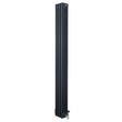 Traditionele antraciet grijze 4-kolom radiator van 1800 x 200 mm met haakse thermostaatkraan en verticale ribbelstructuur