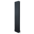 Traditionele 4-kolom radiator in antraciet grijs, 1800 x 380 mm, met haakse thermostaatkraan en verticale ribbelstructuur