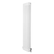 Traditionele witte 4-kolom radiator van 1800 x 380 mm met haakse thermostaatkraan, strak en modern ontwerp met verticale lamellen