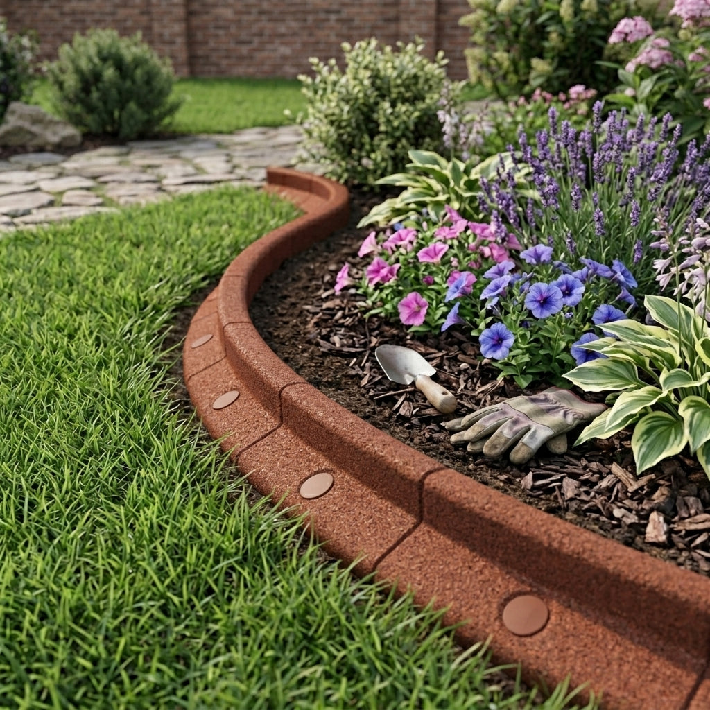 Flexibele Tuinrand 4 x 1,2 m incl. Hamer - Terracotta