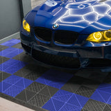 Geventileerde Kliktegels 3,2m x 6m voor Garage en Werkplaatsen, Antislip - 60 Zwart en 60 Blauw