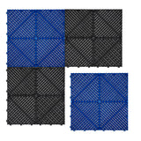Geventileerde Kliktegels 3,2m x 6m voor Garage en Werkplaatsen, Antislip - 60 Zwart en 60 Blauw