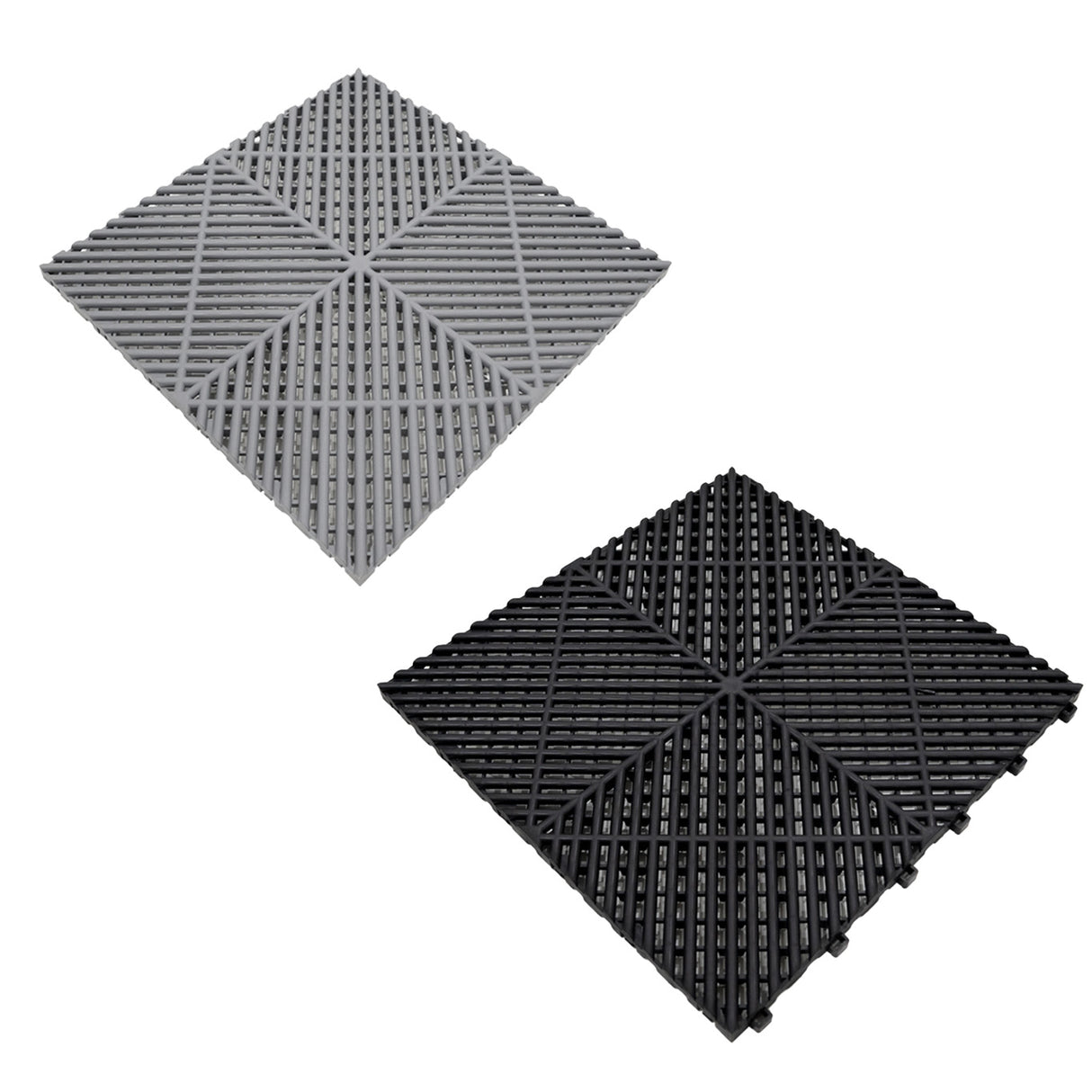 Geventileerde Kliktegels 3,2m x 6m voor Garage en Werkplaatsen, Antislip - 90 Grijs en 30 Zwart
