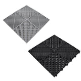 Geventileerde Kliktegels 3,2m x 6m voor Garage en Werkplaatsen, Antislip - 90 Grijs en 30 Zwart