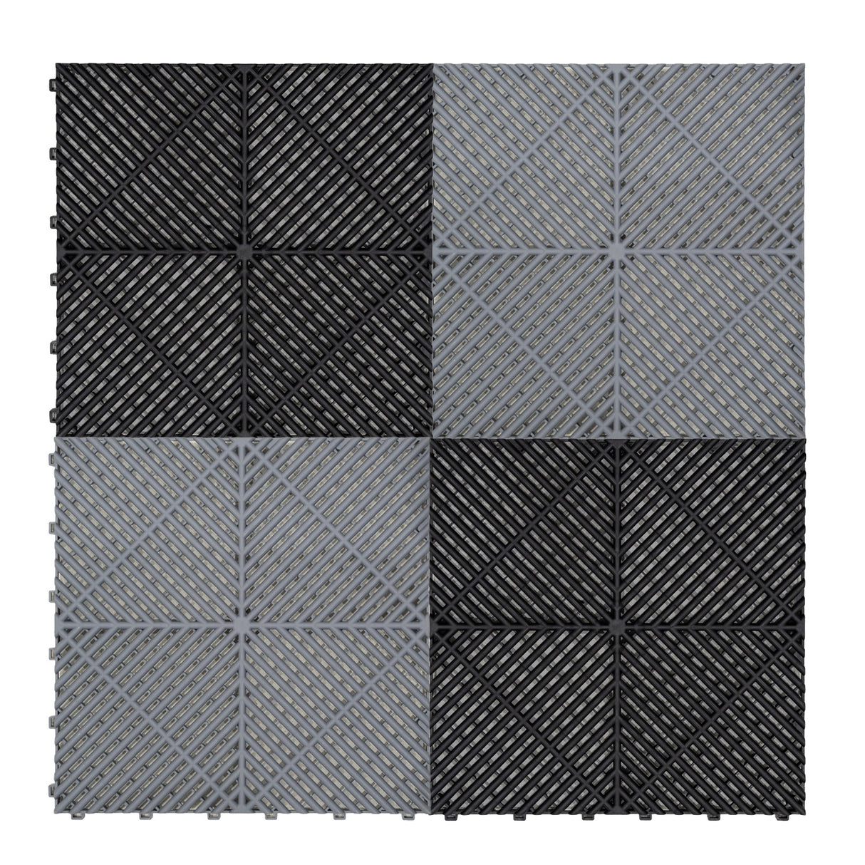 Geventileerde Kliktegels 3,2m x 6m voor Garage en Werkplaatsen, Antislip - 90 Grijs en 30 Zwart