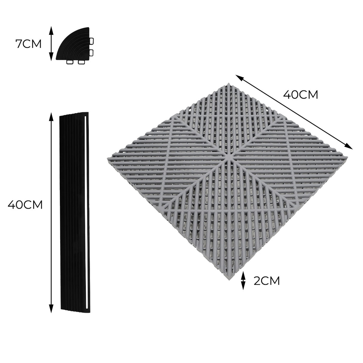 Geventileerde Kliktegels 3,2m x 6m voor Garage en Werkplaatsen, Antislip - 90 Grijs en 30 Blauw