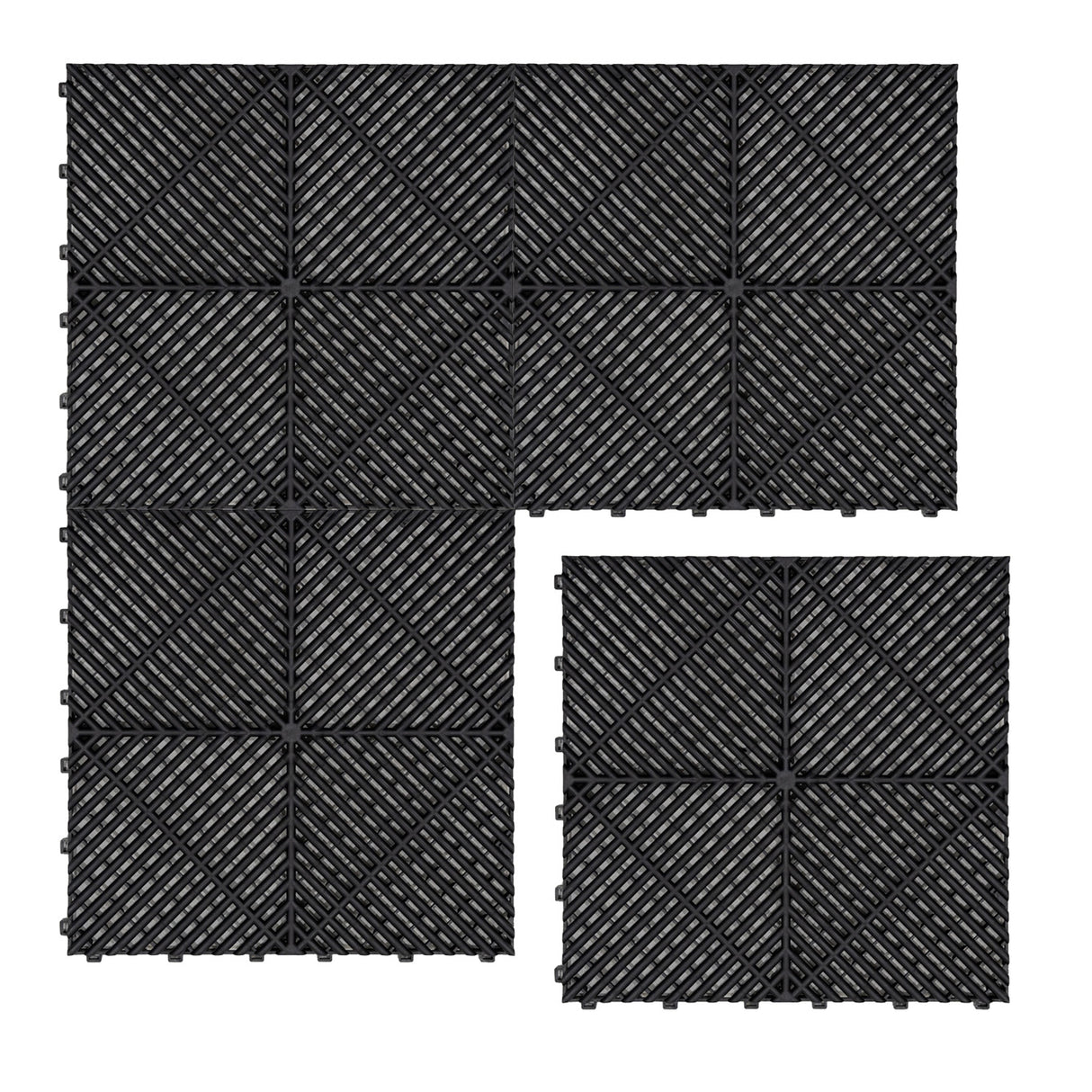 Geventileerde Kliktegels 6m x 6m voor Garage en Werkplaatsen, Antislip - Zwart