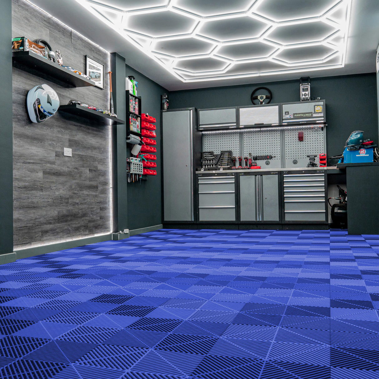 120 Blauwe Modulaire Tegels + 14 Zeshoekige LED's 6500K