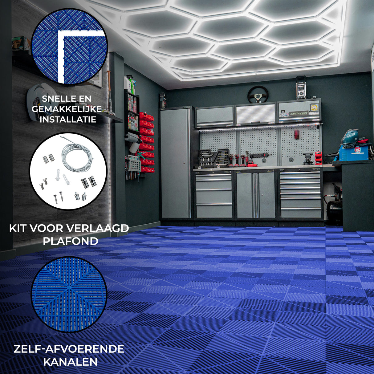 120 Blauwe Modulaire Tegels + 14 Zeshoekige LED's 6500K