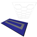 Hexagon LED-verlichting & Geventileerde Garagevloertegels Met Randen - 90 Blauwe & 30 Grijze Tegels