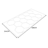 Hexagon LED-verlichting & Geventileerde Garagevloertegels Met Randen - 90 Blauwe & 30 Grijze Tegels