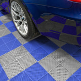 Hexagon LED-verlichting x 2 & Geventileerde Garagevloertegels x 120 Zwart & 120 Blauw met Randen