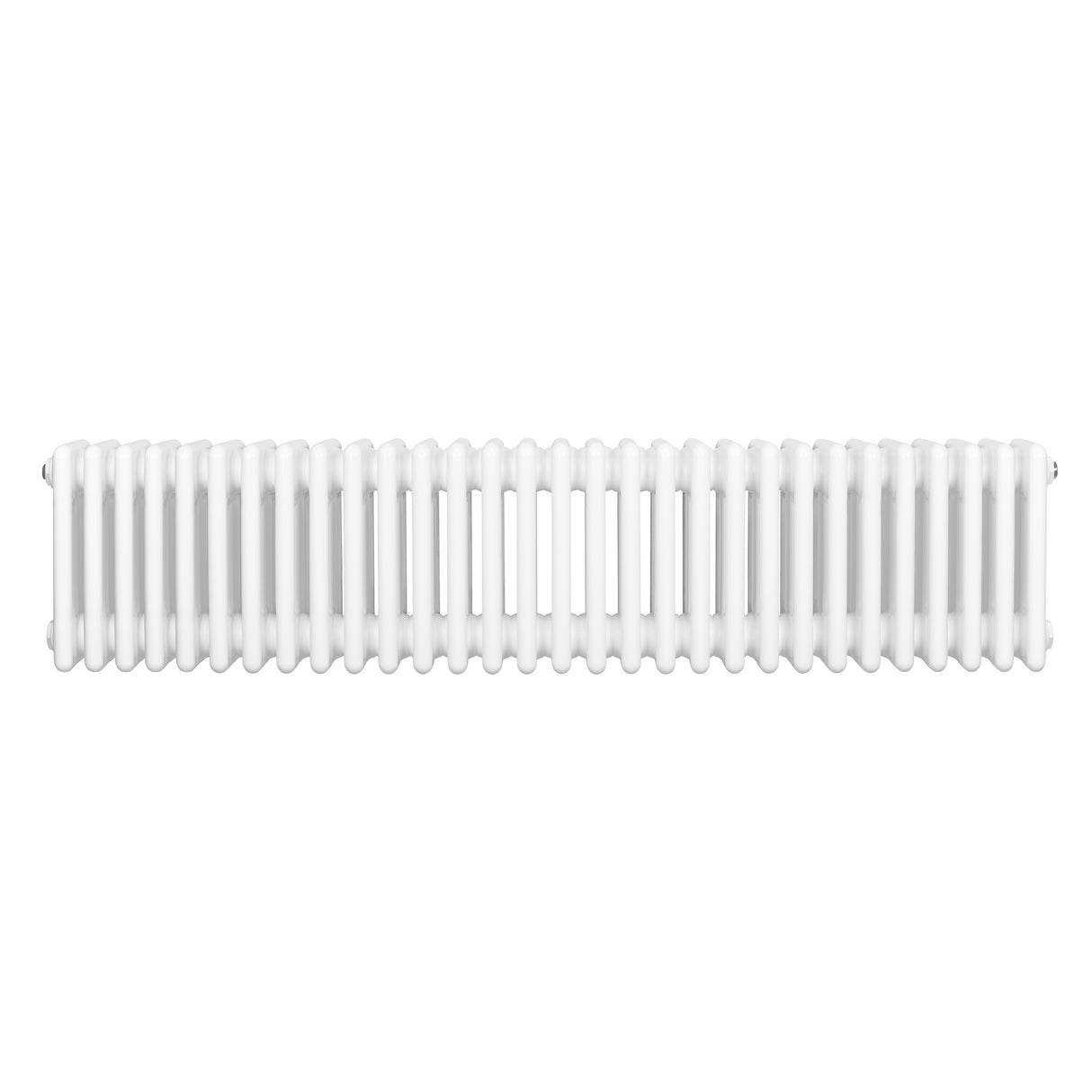 Traditionele witte 4-kolom radiator van 300 x 1370 mm met een gladde, glanzende afwerking en een strak, rechthoekig ontwerp