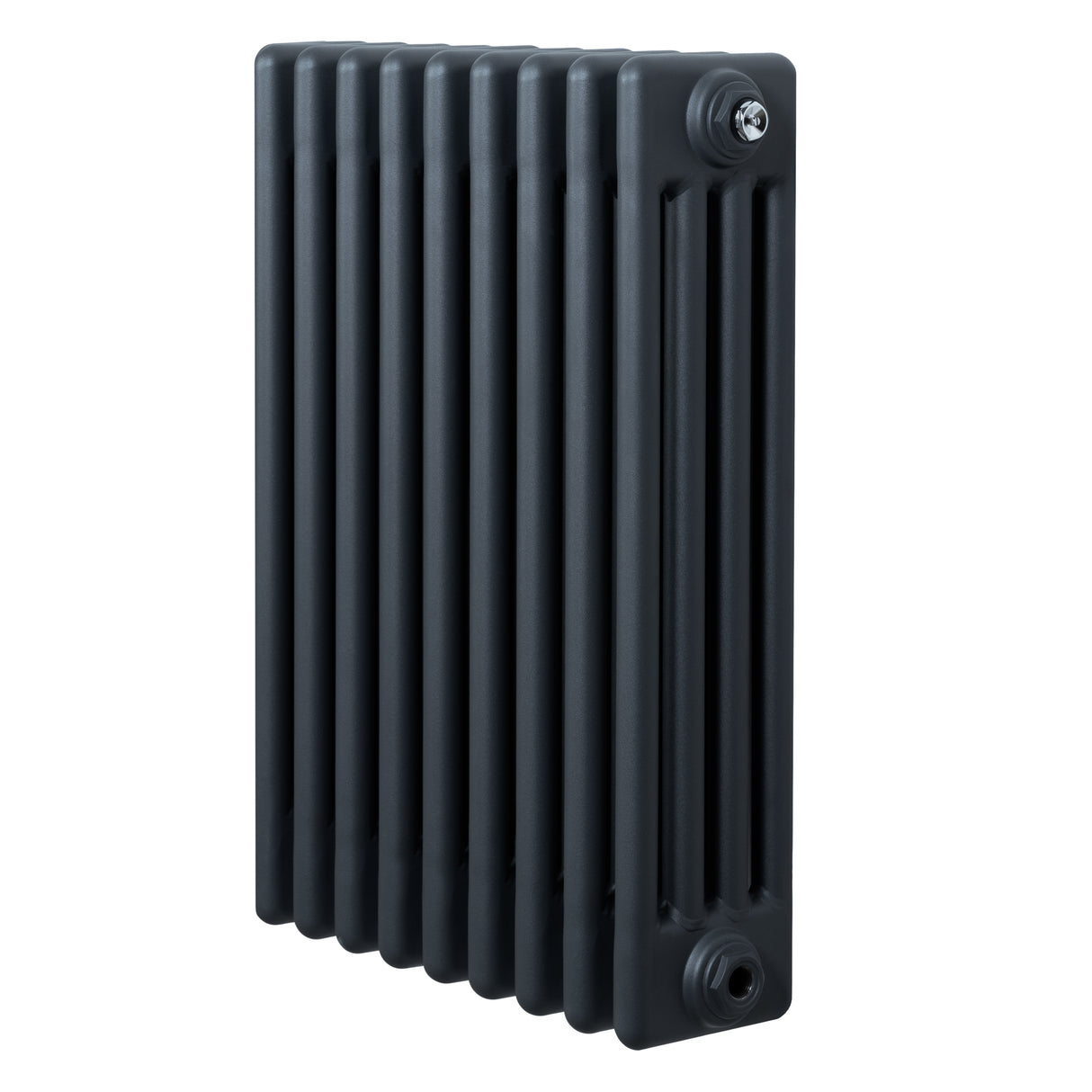 Traditionele 4-kolom radiator in antraciet grijs, met een strak en modern ontwerp, perfect voor elke ruimte en stijl
