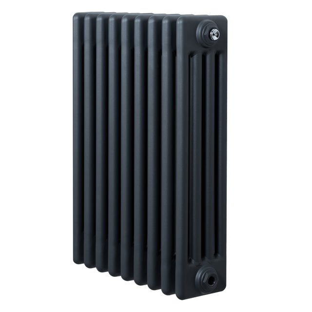 Traditionele 4-kolom radiator in antraciet grijs, met een strak en modern ontwerp, perfect voor elke ruimte en stijl