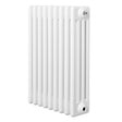 Traditionele witte 4-kolom radiator van 600 x 425 mm met een gladde, glanzende afwerking en rechte lijnen voor een klassieke uitstraling