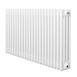 Traditionele witte 4-kolom radiator van 600 x 1010 mm met een gladde, glanzende afwerking en rechte lijnen voor een klassieke uitstraling