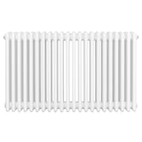 Traditionele witte 4-kolom radiator van 600 x 1010 mm met een gladde, glanzende afwerking en ronde, stevige buizen