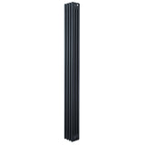 Traditionele antraciet grijze 4-kolom radiator van 1800 x 200mm met een strakke, verticale vorm en een matte afwerking