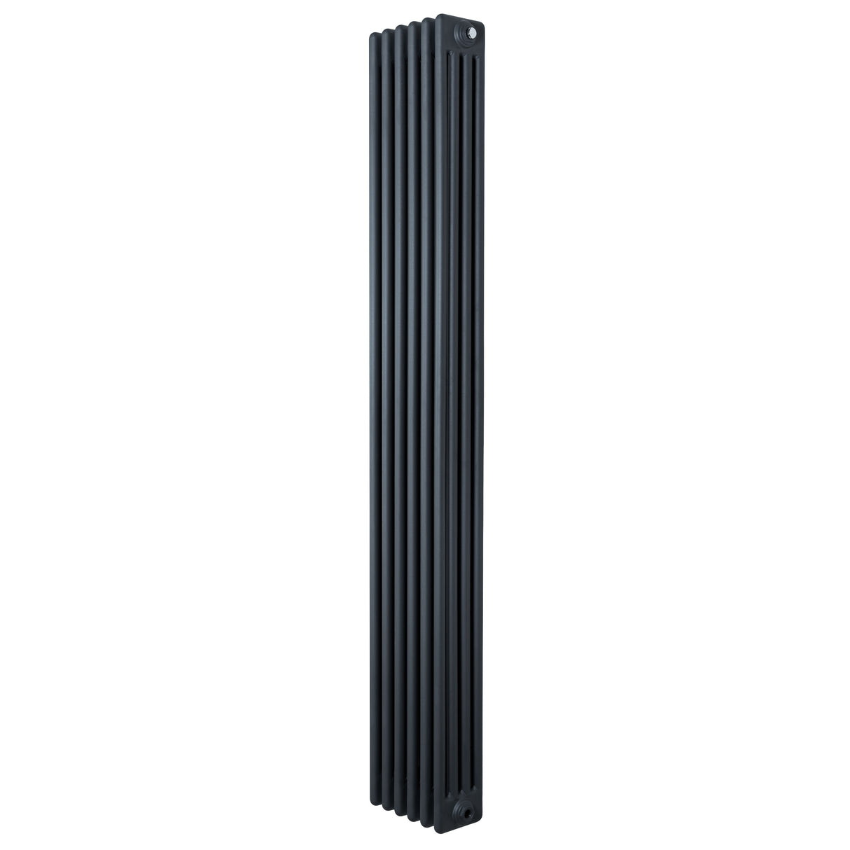 Traditionele 4-kolom radiator in antraciet grijs, 1800 x 290mm, met een strakke, verticale vorm en een gladde, matte afwerking