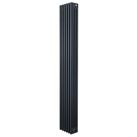 Traditionele 4-kolom radiator in antraciet grijs, 1800 x 290mm, met een strakke, verticale vorm en een gladde, matte afwerking
